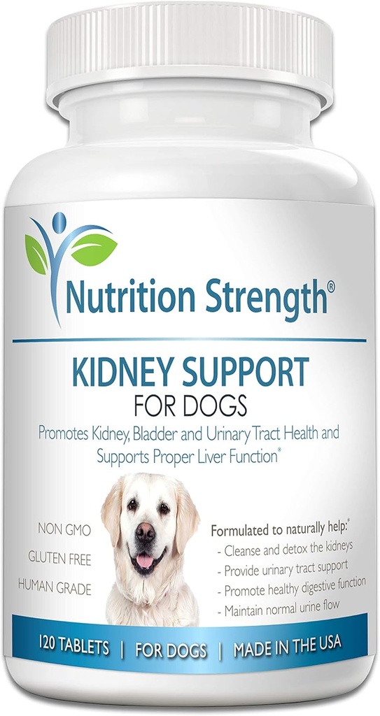Kidney Support for Dogs - Renal, Bladder and Urinary Tract Health Supplement, Plus Immune and Digestive Support, with Organic Cranberry and Astragalus, 120 Chewable Tablets