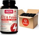 Formules Jarrow Ultra Strength Methyl B-12 5000 mcg & Methyl Folate 800 mcg + P-5-P, Supplément pour le métabolisme de l'énergie cellulaire et le soutien cardiovasculaire, 60 comprimés à croquer, 60 jours d'approvisionnement, 12 paquets