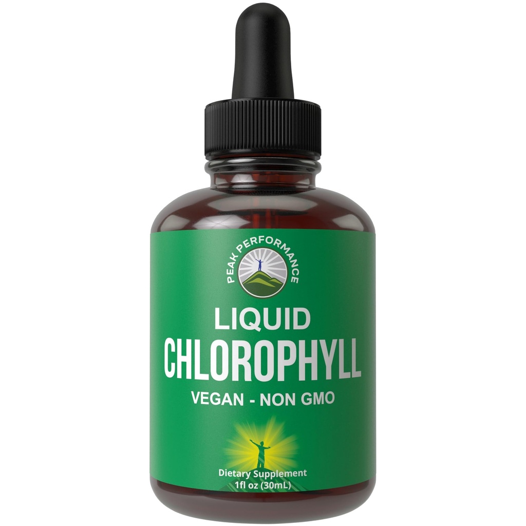 Chlorophylle gouttes liquides - Ultra haute pureté, sans alcool, sans OGM, sans gluten gouttes liquides de chlorophylle supplément. Prends avec l'eau. Déodorant interne + soins de la peau, immunitaire et soutien digestif