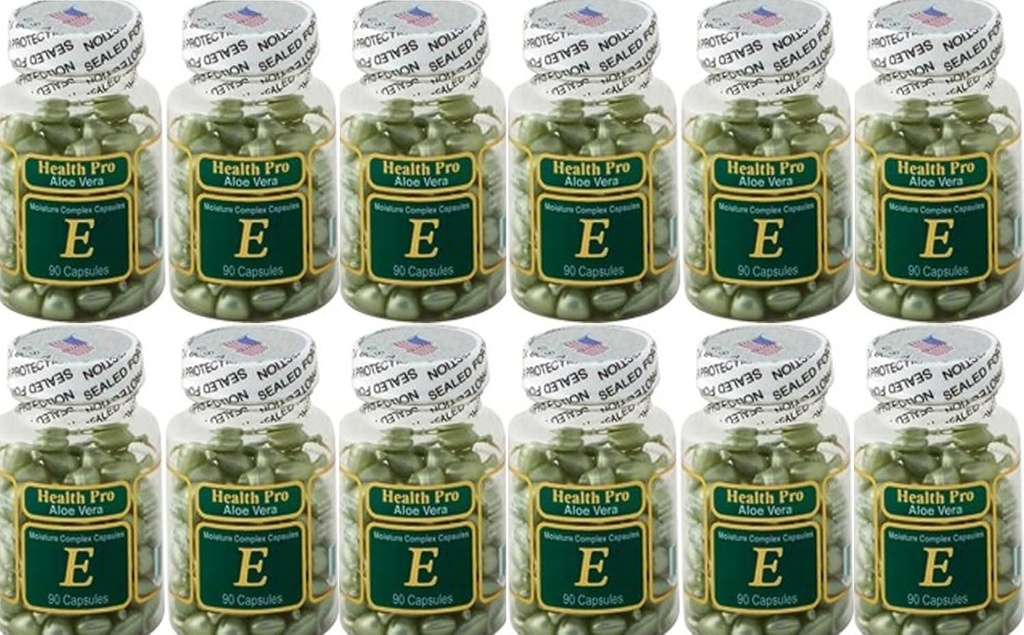 Nu-Health Aloe Vera Huile de vitamine E complexe pour peau 90 Capsules Sérum topique pour peau soyeuse hydratée