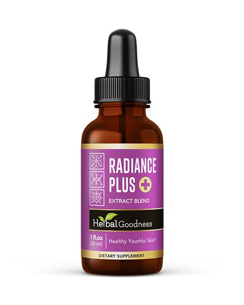 Herbal Goodness Radiance Boost Liquid Collagen 1oz – Protéines vitales Collagen Peptides, Glutathion liposomique, Huiles de peau de cheveux Vitamines pour les femmes et les hommes – Formule liquide collagène améliorée
