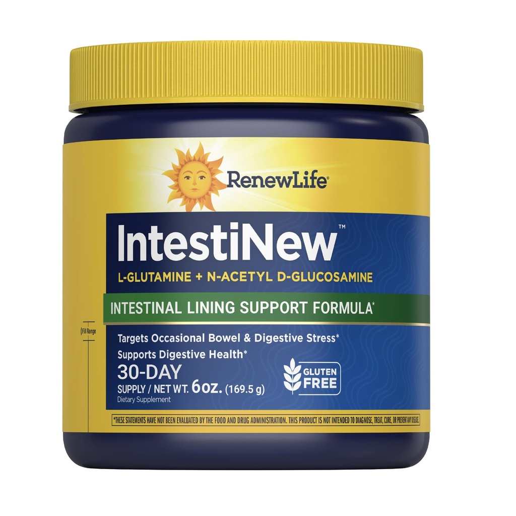 Renouveler la vie IntestiNouvelle formule de soutien à la coloration intestinale, supplément en poudre soutient la santé digestive, L-glutamine, laiterie, soja et sans gluten, 5,7 oz.
