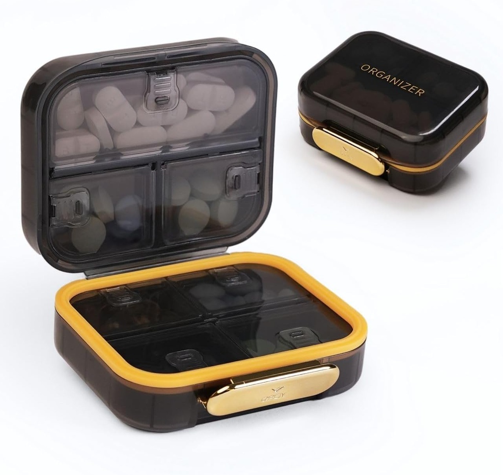 Bexeen Medicine Pill Organizer Travel Cute Pill Container Small Pill Box for Purse Mini Pill Case Portable Vitamine Holder Organizer Compact Travel Size Médicament Daily Pocket Pharmacie pour supplément