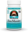 Source Naturals Wellness ZincMunity, soutient l'absorption, le métabolisme et l'utilisation du zinc pour la santé immunitaire*, 50 mg de zinc - 30 capsules végétariennes