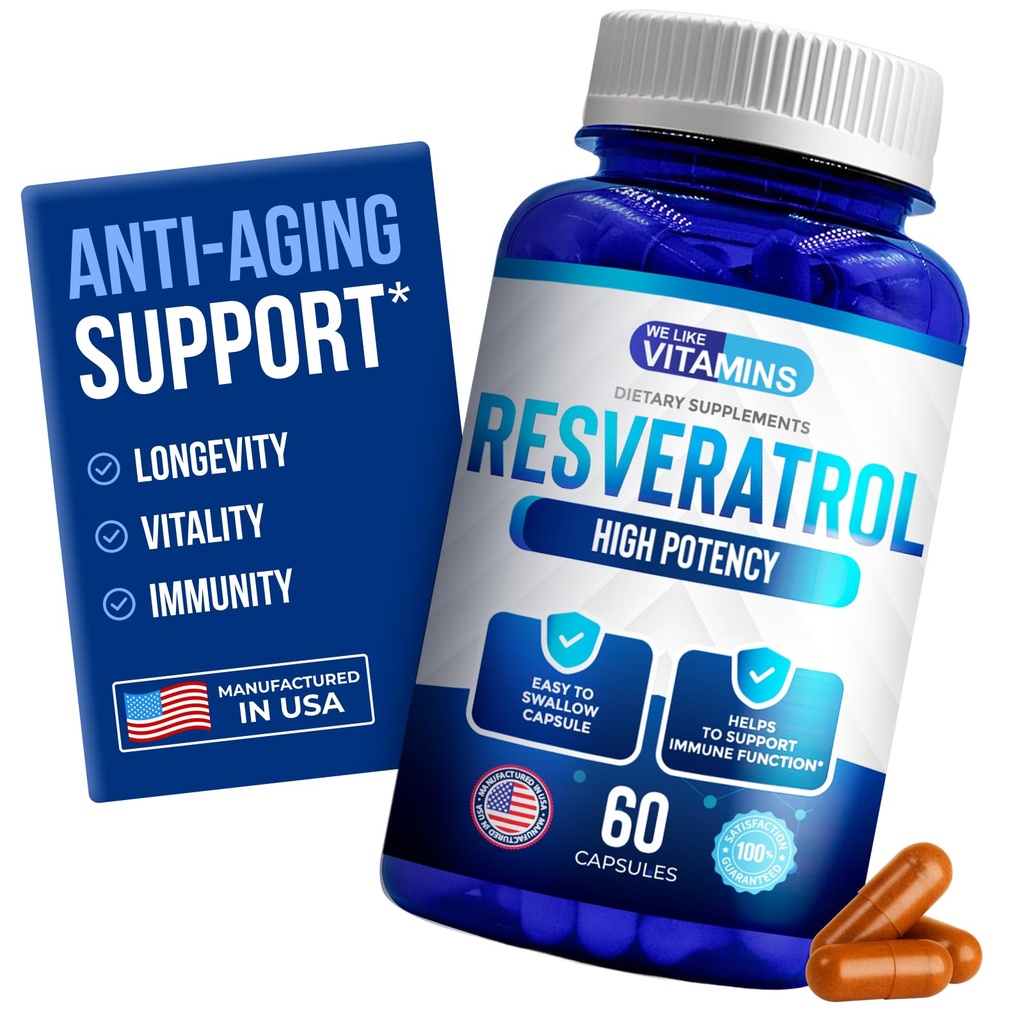 Nous aimons les vitamines Resveratrol 1000mg par portion - 60 Capsules de Véggie Facile à avaler - Supplément naturel de Resveratrol 1000mg - Supplément antioxydant aide à soutenir le système immunitaire