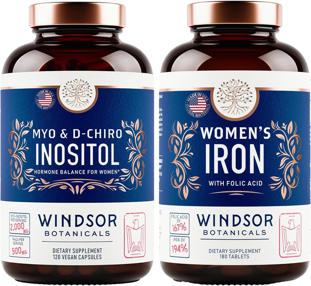 Inositol et comprimés de fer pour femmes Fécondité et soutien à la grossesse par Windsor Botanicals