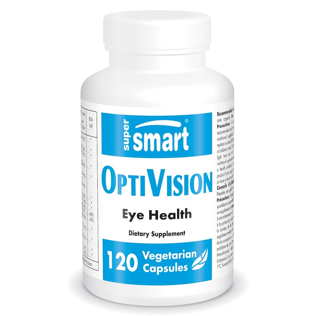 Supersmart - OptiVision (formule avancée) - avec extrait de bilberry, currant noir, lutéine, zéaxanthine, astaxanthine - Supplément pour yeux , sans OGM et sans gluten - 120 capsules végétariennes
