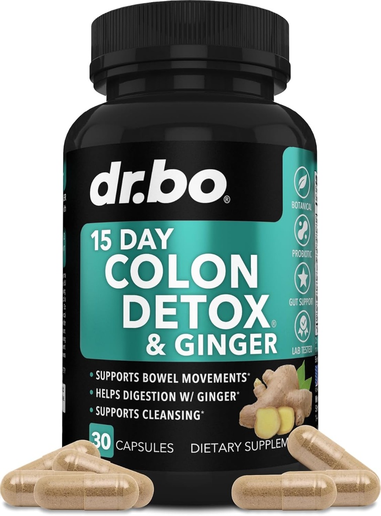 Détox Colon Cleanser pour le poids flush - 15 jours Colon Cleanse Pills avec Ginger - Laxatif naturel rapide, Constipation Relief, Bowel Mouvement Suppléments pour l'estomac intestinal Bloating Gut Loss Support