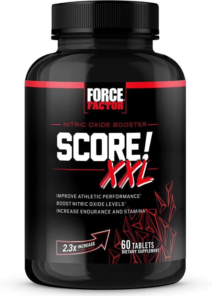 FACTEURS DE FORCE Score! XXL Supplément booster d'oxyde nitrique pour les hommes avec L-Citrulline, Horny Goat Weed, Black Maca, et Tribulus Terrestris pour augmenter l'endurance, l'énergie et la performance physique, 60 comprimés