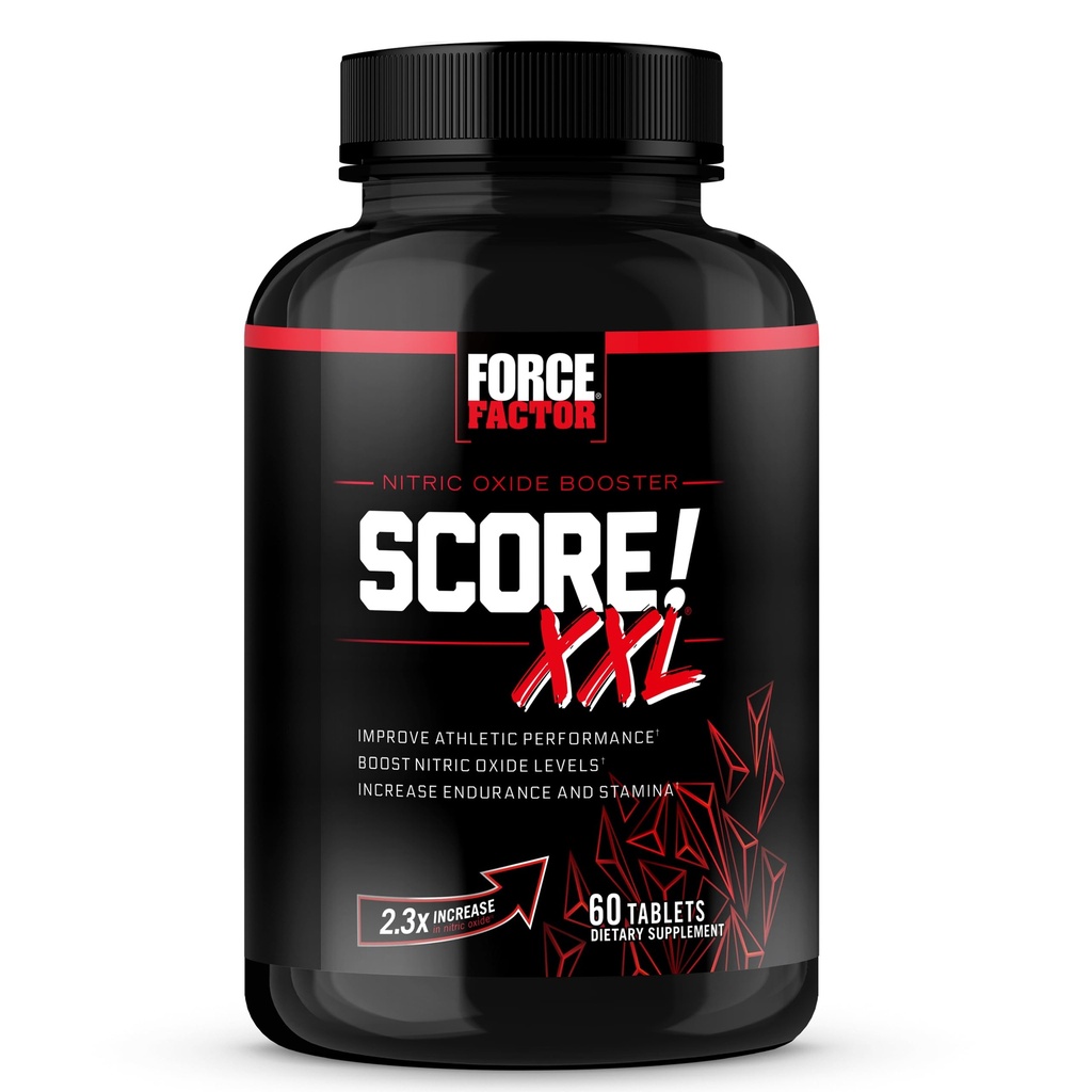 Force Factor Score! XXL Nitric Oxide Booster Supplement for Men with L-Citrulline, Horny Goat Weed, Black Maca, & Tribulus Terrestris to Increase Stamina, Energy, and Physical Performance, 60 Tablets