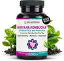 TRIO NUTRITION Nirvana Kombucha - Probiotiques multi-trains et mélange prébiotique avec thé biologique - Capsules de libération retardée pour la santé digestive et immunitaire - Bloating Relief - Natural pH Balance