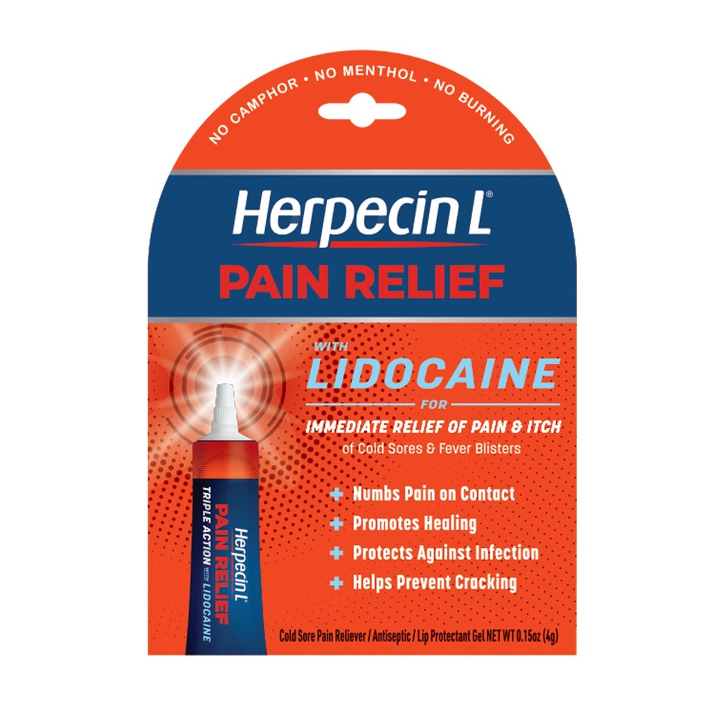 Herpecin-L Traitement de soulagement de la douleur pour les plaies froides et les plaquettes de fièvre, avec la lidocaïne, engourdissements Douleur et démangeaisons, Protège contre l'infection, 0,15 oz
