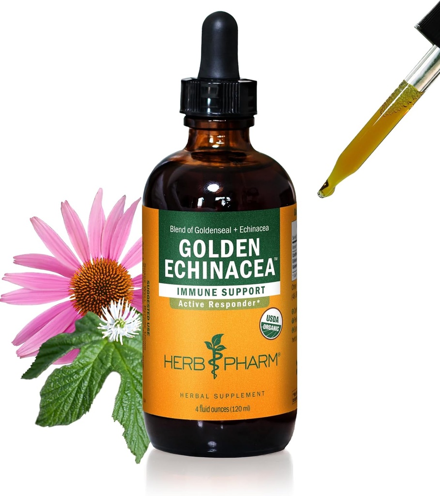 Extrait liquide d'échinacée d'or biologique certifié Herb Pharm pour le support du système immunitaire - 4 Once
