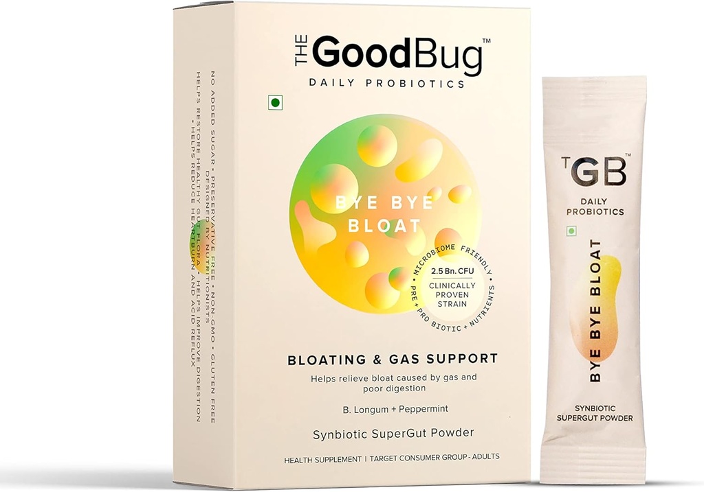 Prébiotique + Probiotique Gut Health Bloating Relief pour les hommes et les femmes - Aide avec le gaz, la Bloat et la santé digestive - Boost Immunity with Peppermint & Inulin, Synbiotique Fibre Poudre, 2,5 Bn CFU - 30 Jours Pack