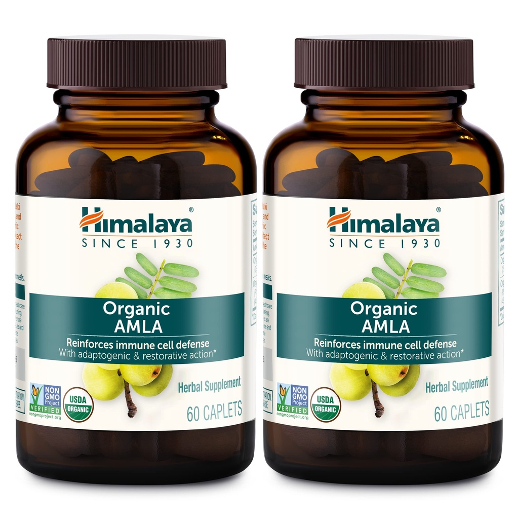 Amla/Amalaki biologique de l'Himalaya pour le soutien immunitaire actif et la défense cellulaire, 600 mg, 60 capsules, 2 mois d'approvisionnement, 2 paquets