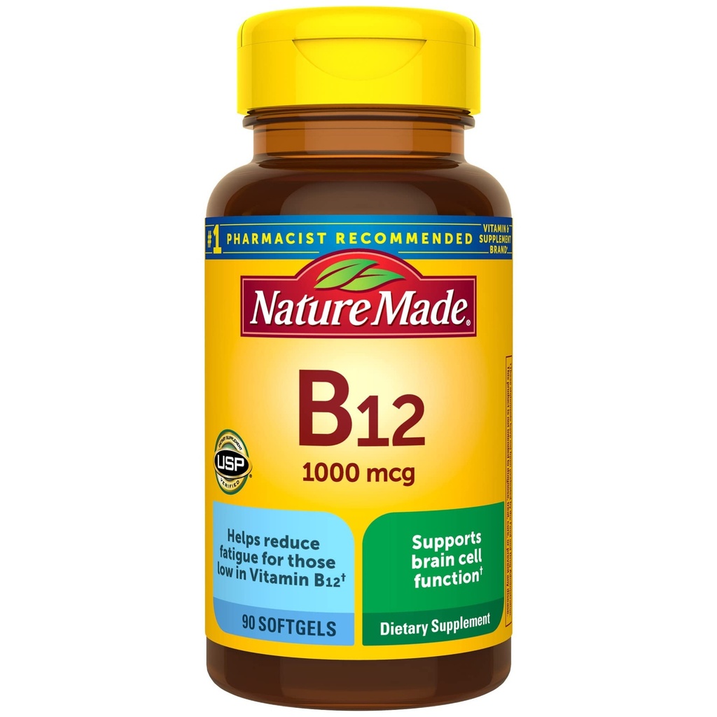 Nature faite de vitamine B12 1000 mcg, complément alimentaire pour le métabolisme énergétique support- 90 Softgels.,