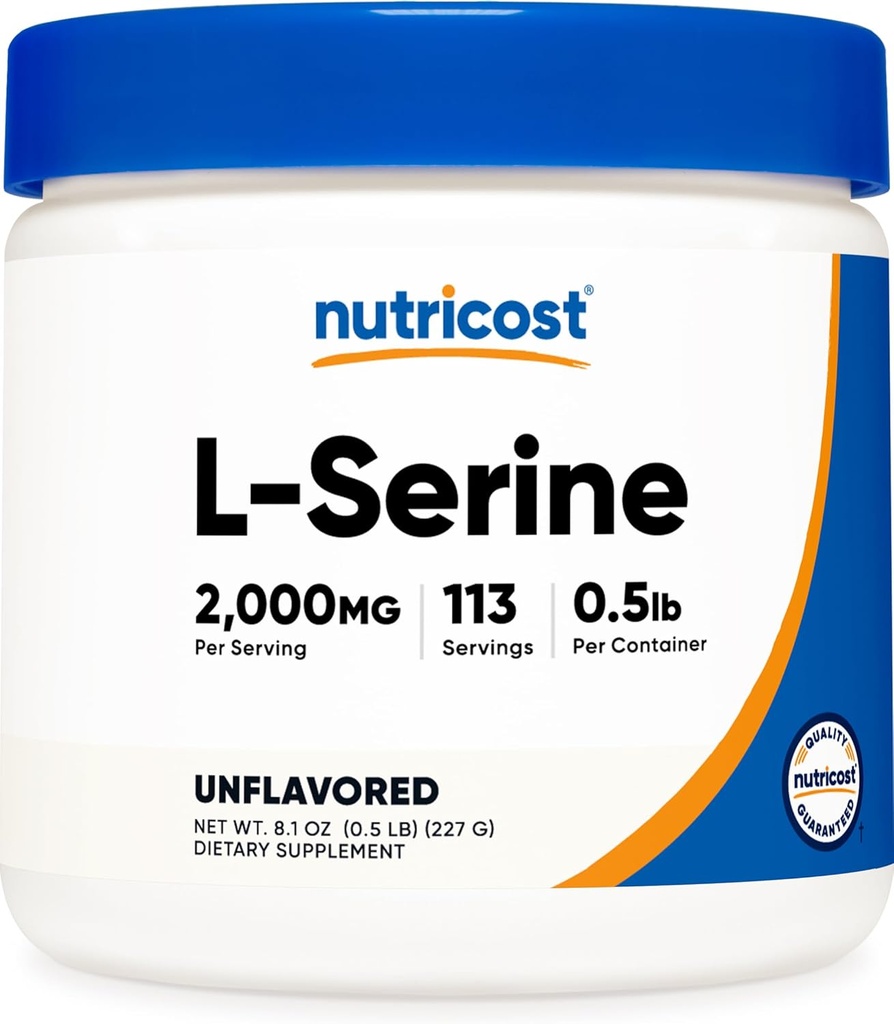 Nutricost L-Serine en poudre, 113 portions (.5LB) - 2 000 MG par portion - Non-OGM, sans gluten