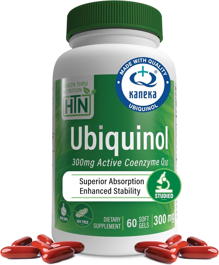 Santé Thru Nutrition Ubiquinol 300mg 60 Softgels comme Kaneka QH réduit CoQ-10.Stabilisé - 3ème partie testée.