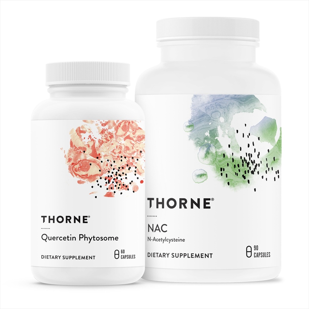 THORNE - Soutien immunitaire Duo - Quercetin Phytosome & NAC pour le bien-être immunitaire et respiratoire équilibré - 30 portions