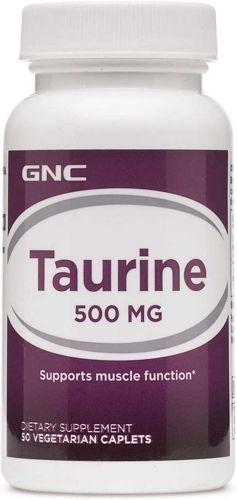 GNC Taurine 500mg, 50 caplets, soutient la fonction musculaire