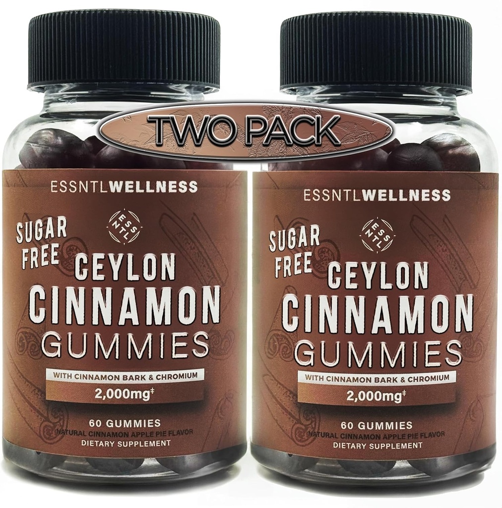 Gommies sans sucre Ceylan Cinnamon, (120ct 2.000mg/serveur) Soutien de joint, Antioxydant, Gummes sans sucre délicieux, sans légumes et sans gluten