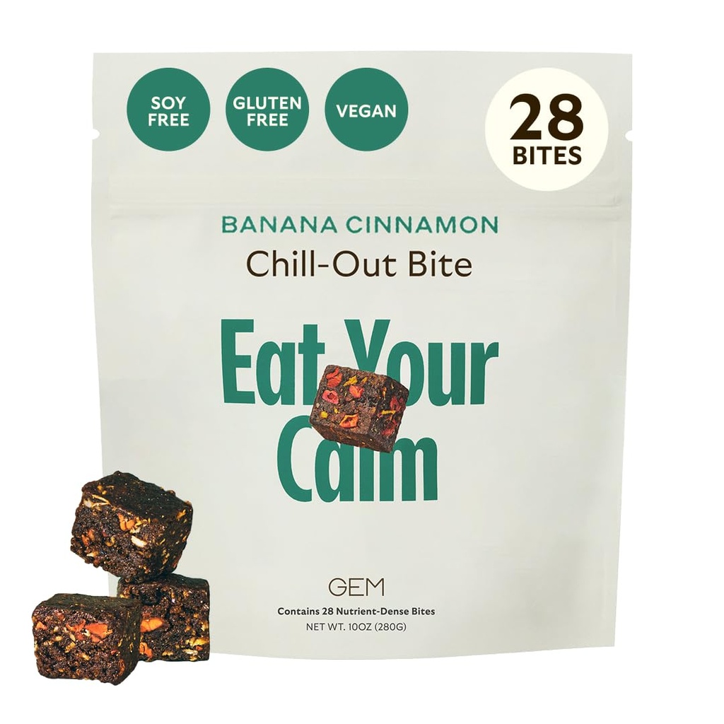 GEM Chill-Out Calm Bite (en anglais seulement) soutient le calme mental et la clarté (en anglais seulement) Magnésium L-Thréonate, Chlorelle dorée, Baume citronné (en anglais seulement)
