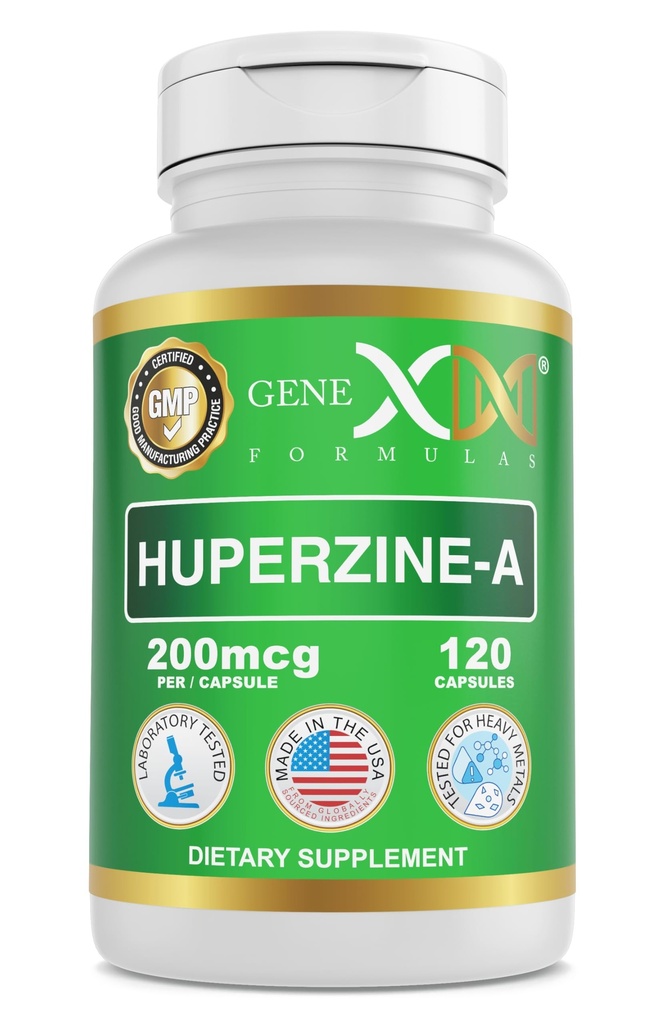 Genex Formulas Huperzine A 200mcg (120 Capsules) | Nootropic Supports Memory, Focus, and Cognitive Health - Non-GMO, Gluten Free, Vegetarian