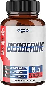 agobi 120 Capsules - Berberine Supplement with Ceylon, Milk Thistle, Turmeric, Elderberry & Black Pepper - 4 Month Supply