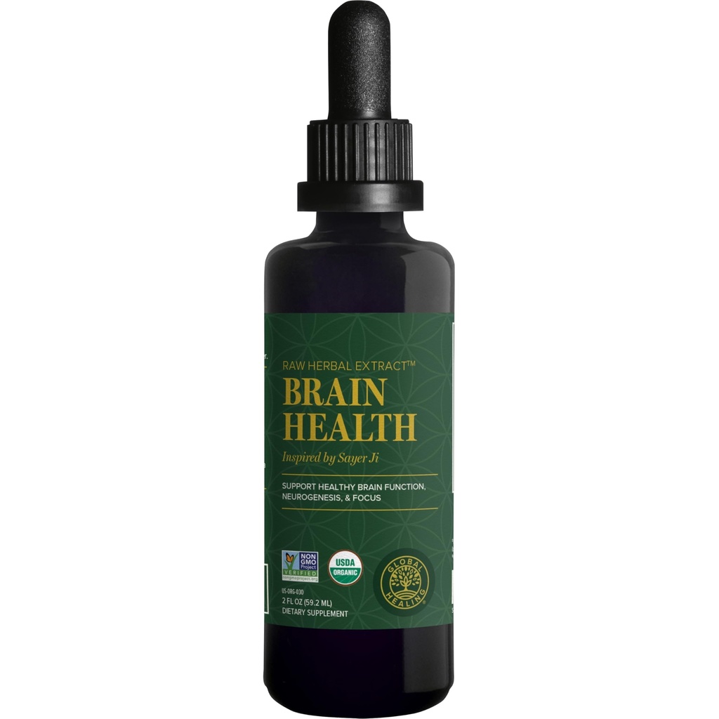Centre mondial de guérison Santé du cerveau - Suppléments bio du cerveau de l'USDA pour la mémoire et la concentration - Supplément nootropique pour combattre le brouillard mental, facteur de concentration avancé pour les adultes Extra Force - 2 Fl Oz