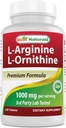 Meilleures naturelles L-Arginine L-Ornithine - 1000mg par portion - 120 comprimés - Sans OGM et sans gluten (120 Nombre (paquet de 1))