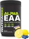 NutraBio Alpha EAA - All-Day Amino Acids for Muscle Growth and Hydration - Essential Amino Acids with Nootropics & Adaptogens- Full Spectrum EAA BCAA Powder - 30 Servings - Blueberry Lemonade
