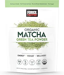 FACTEUR DE FORCE Poudre de thé vert de Matcha biologique pour l'énergie, le focus et le bien-être quotidien, de qualité culinaire, de saveur biologique certifiée USDA, riche et délicieuse 169g, 84 portions