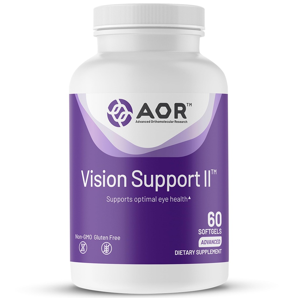 AOR, Vision Support II, Supplément naturel pour soutenir la santé oculaire, avec Lutéine et Zeaxanthin, sans gluten, 60 Softgels (30 portions)
