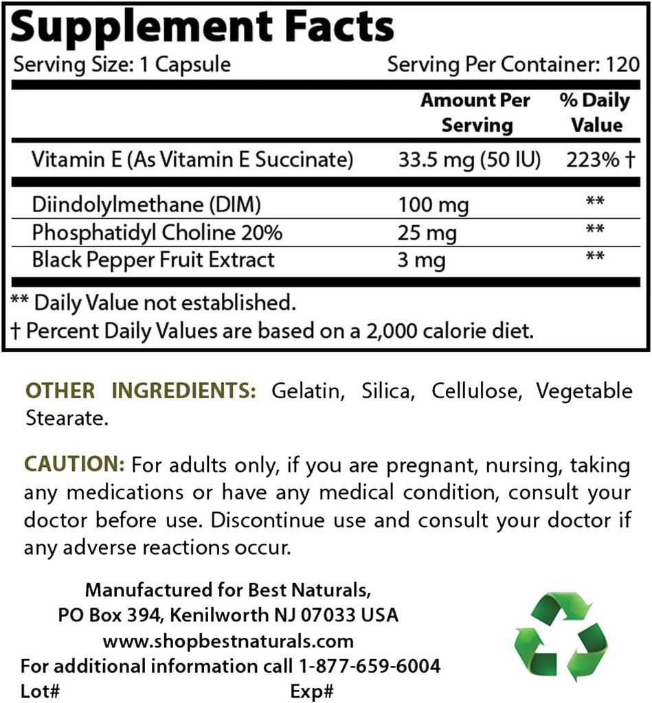 Meilleur supplément DIM naturel 100 mg et vitamine B12 6000 mcg