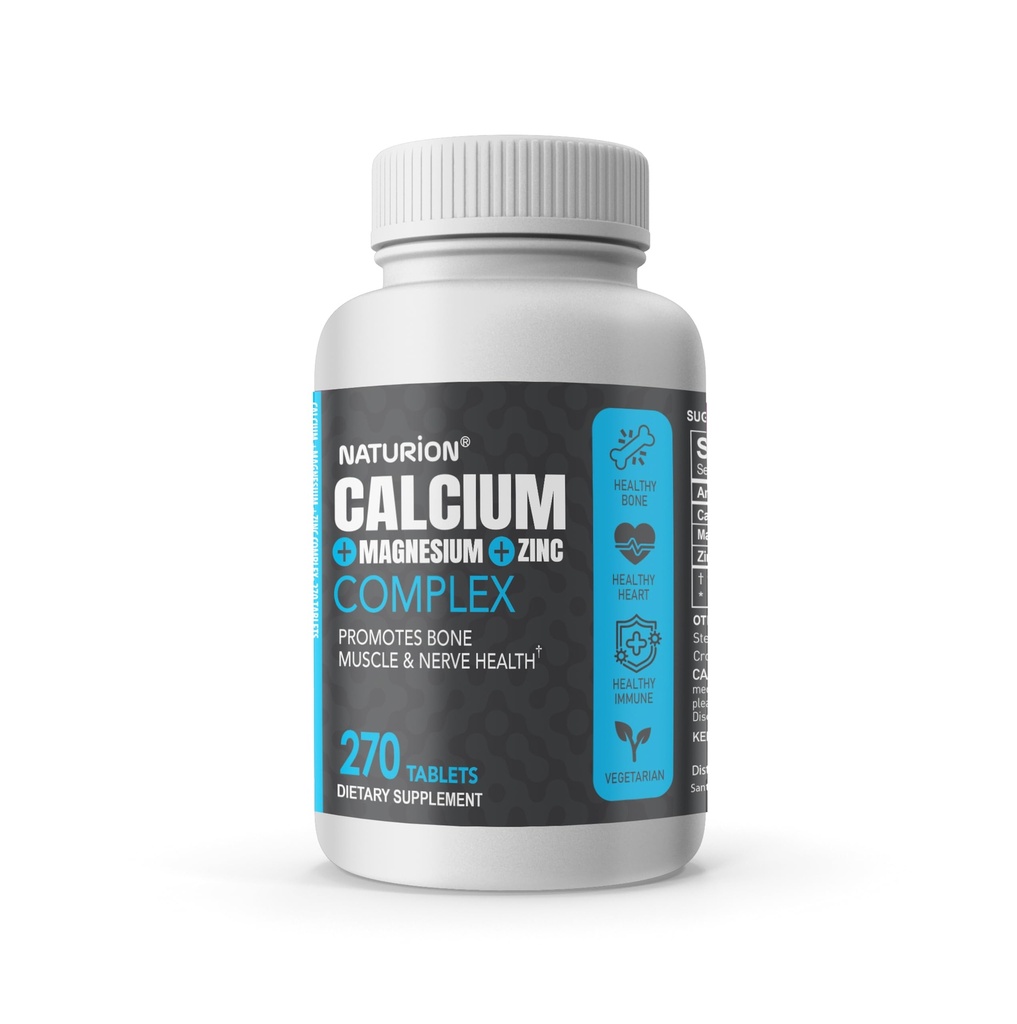 Supplément au zinc de magnésium de calcium - complexe 3-en-1 avec 1000mg de calcium, 500mg de magnésium, 10mg de zinc - os, muscles et immunosupport - 270 comprimés, 90 jours