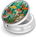 Pill Box-3 Compartiment petit étui de pilule pour la Purse & Pocket Mini Pill Holder Metal Travel Pill Container to Hold Suppléments Vitamines Free BPA (Mushroom Forest)
