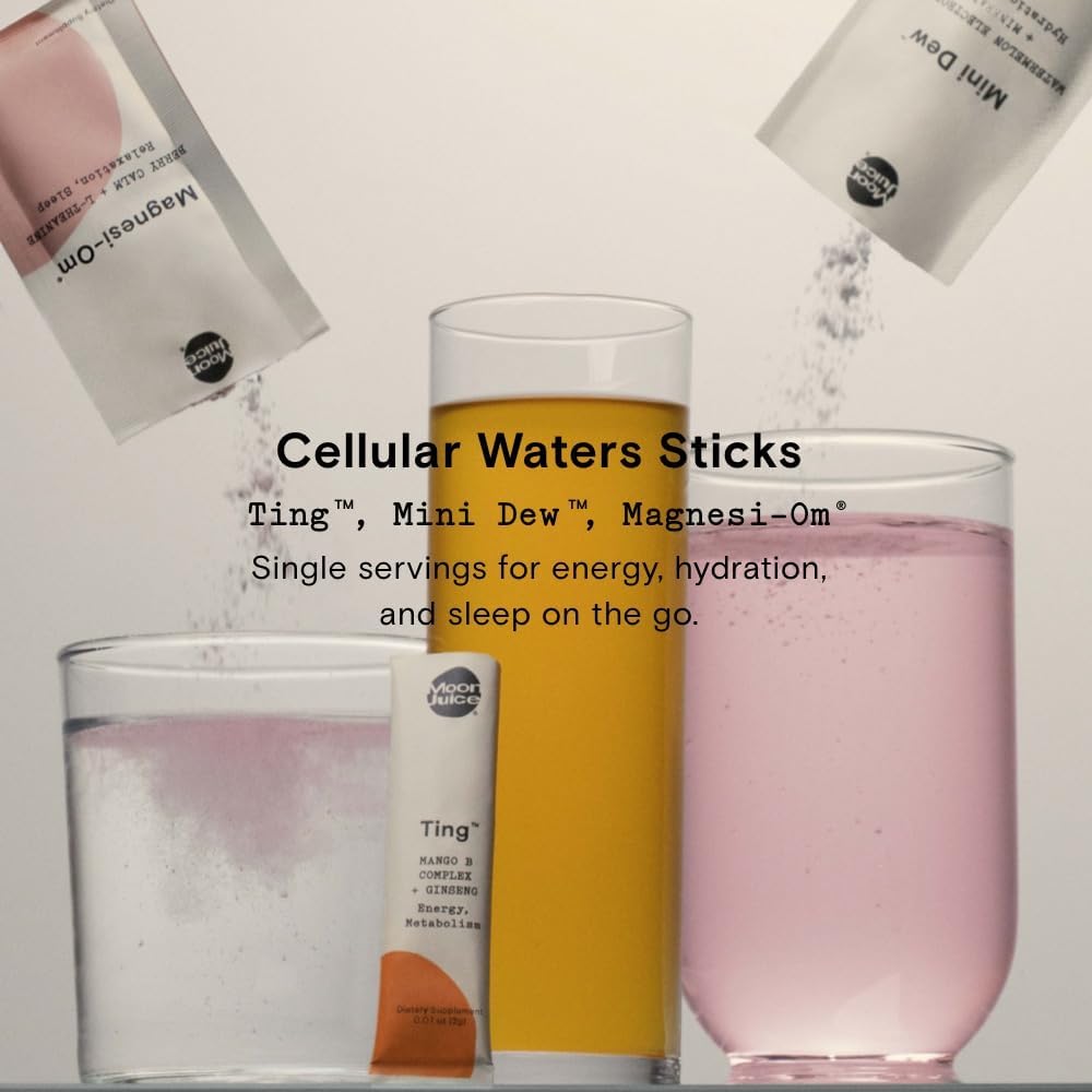 Jus de lune Magnesi-Om, Ting & Mini Dew Stick Set Serviettes simples de Relaxation, Energie et Suppléments d'hydratation