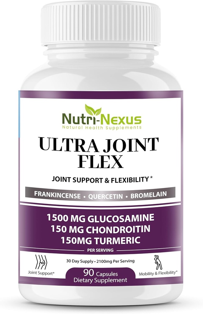 Glucosamine Chondroïtine MSM Joint Supplément avec Turmeric & Boswellia - Soutien conjoint pour les hommes et les femmes - Promotion de la mobilité - Flexibilité et confort – Santé conjointe – Fabriqué aux États-Unis – 90 Capsules