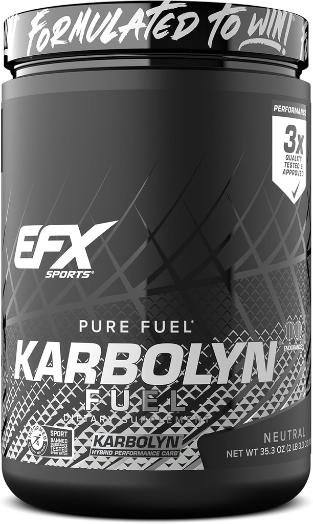 EFX Sports Karbolyn Fuel | Fast-Absorbing Carbohydrate Powder | Carb Load, Sustained Energy, Quick Recovery | Stimulant Free | 20 Servings (Neutral)