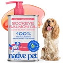 Huile de saumon d'animaux de compagnie pour chiens et chats – Huile de poisson d'Oméga-3 pur pour chiens Supplément pour la peau et le manteau, la santé articulaire et cardiaque - Chien anti-inflammatoire – Saumon sockeye d'Alaska 100% sauvage – 8 oz