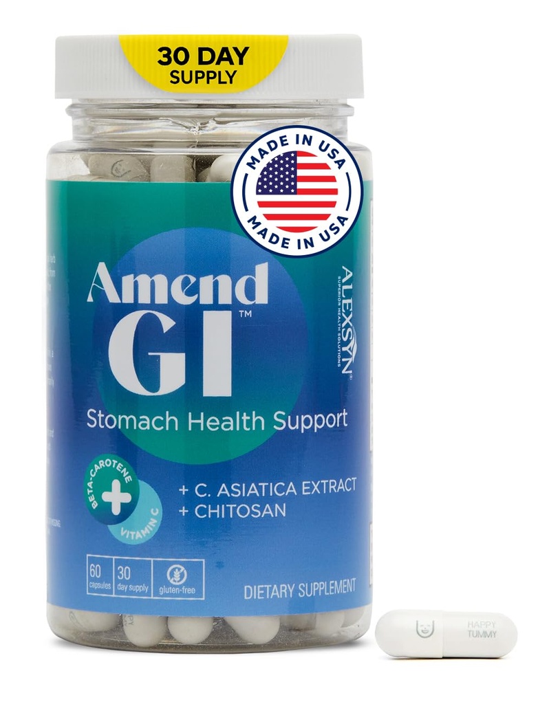Modifier GI All-Natural Stomach Health Support 60 Capsules - Nutraceutical for Stress-Induced Ulcer Symptômes - Soutient la guérison et la santé digestive avec Asiatica Extract & CM Chitosan