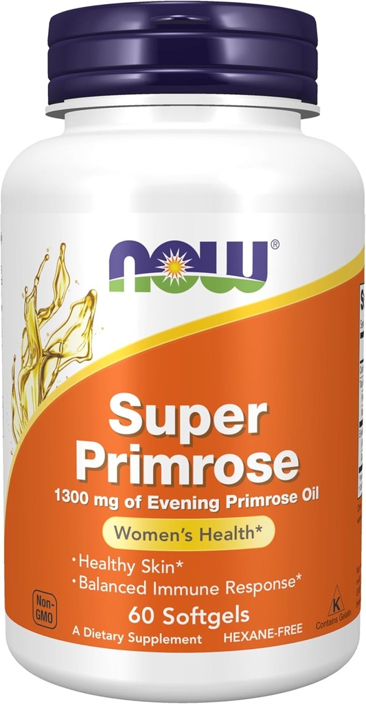 MAINTENANT Suppléments, Super Primrose 1300 mg avec GLA (acide gamma-linolénique), 60 Softgels