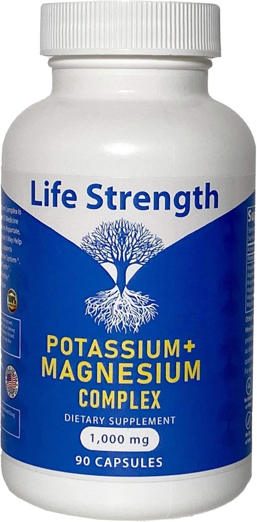 Life Strength Potassium & Magnésium Complex avec Aspartate, Oxyde, Glycinate, Gluconate & Citrate - 1000mg (90 Capsules) Médecins conçus et sur mesure mélangés
