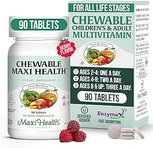 Multivitamines à mâcher pour la santé des enfants, des adolescents et des adultes - Cerise Vitamines à mâcher pour les adultes et les enfants - Multivitamines à mâcher pour enfants et fer (90 comprimés)