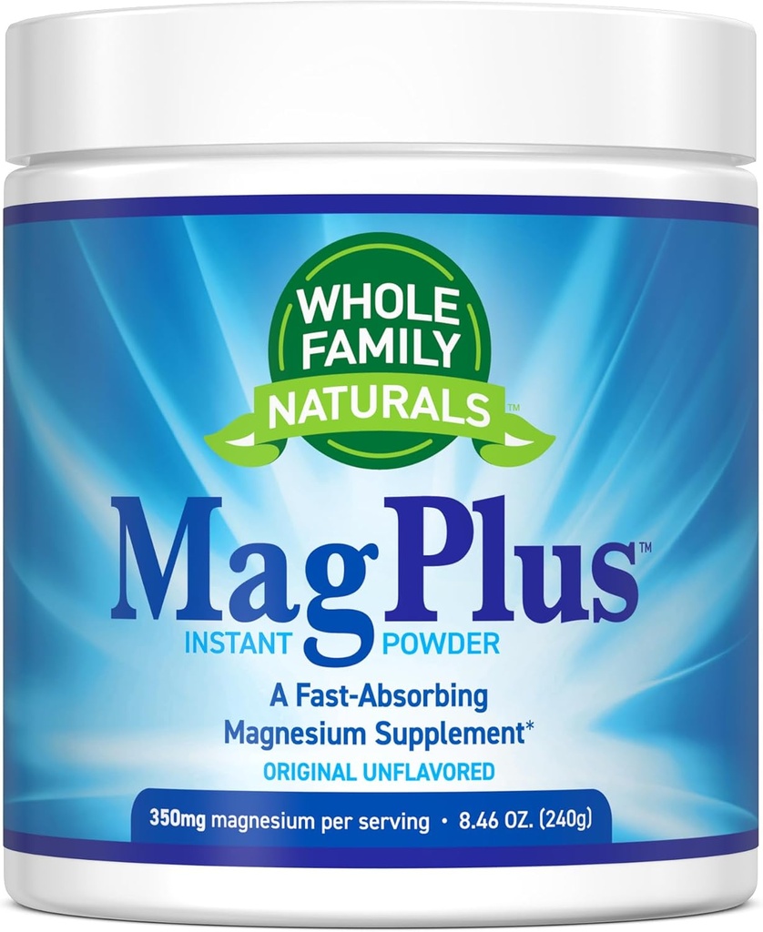 Supplément en poudre de magnésium - MagPlus - Boissons naturelles calmes de magnésium - Supplément en magnésium pour les muscles, le sommeil et le soulagement de la constipation (non aromatisé)