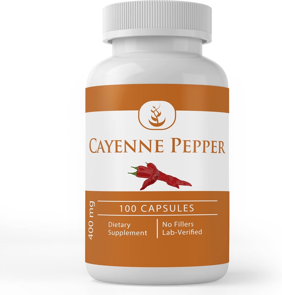 Ingrédients originaux purs Cayenne Pepper, (100 Capsules) Toujours Pure, Pas d'additifs ou de remplissages, Verified Lab