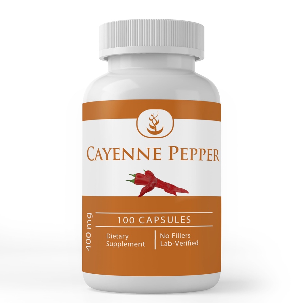 Ingrédients originaux purs Cayenne Pepper, (100 Capsules) Toujours Pure, Pas d'additifs ou de remplissages, Verified Lab