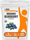 BulkSupplements.com Poudre de bleuet biologique - Support antioxydant, supplément de bleuets - Vegan & sans gluten, 3g par portion, 1kg (2,2 lbs) (paquet de 1)