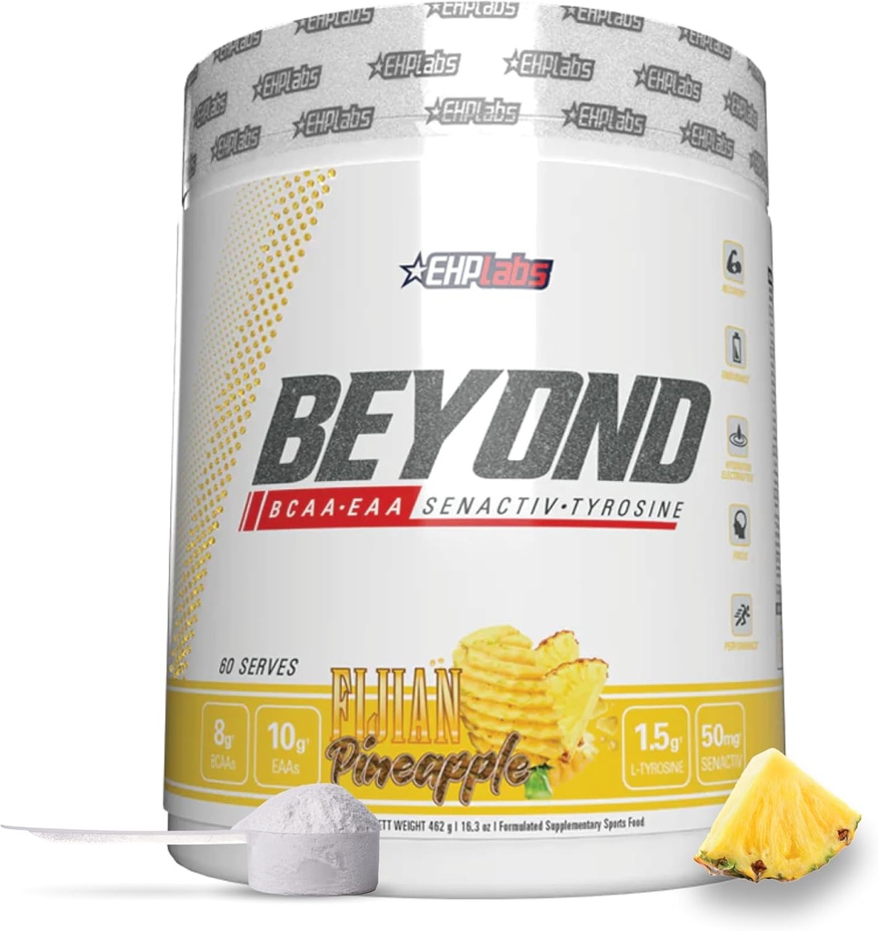 EHP Labs Beyond BCAA Powder Amino Acids Post Workout Recovery - BCAAs Essential Amino Acids Suppléments EAA Poudre - 10g Amino Acids Supplement for Muscle Recovery, 60 portions (Fijian Ananas)