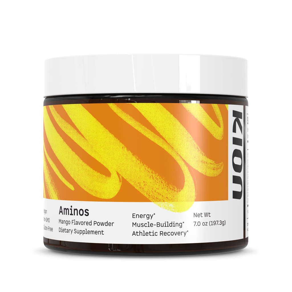 Poudre d'acides aminés essentiels de Kion Aminos - Suppléments nutritionnels d'acides aminés, poudre d'aminos, énergie essentielle d'aminos Non caféine, poudre d'acides aminés d'EAA, BCAA EAA - 30 portions, mangue